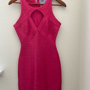 Herve Lager Pink Keyhole Bandage Dress